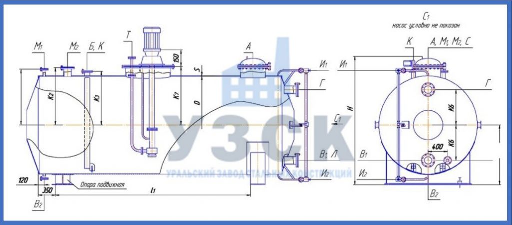 Чертеж емкости ГКК в Владикавказе
